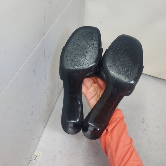 LOUIS VUITTON Monogram Black Embossed Revival Heel Sandal - Picture 2 of 12